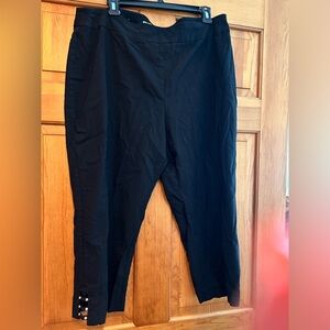 Black crop pants with hem detail